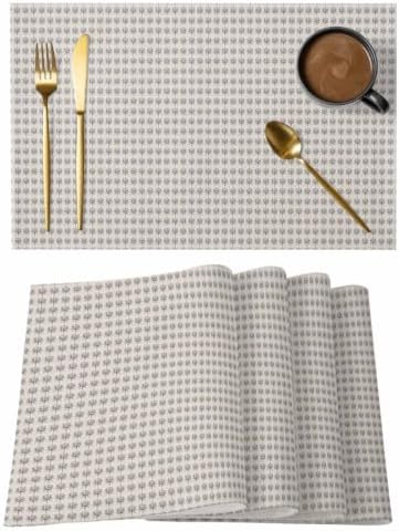 Modern Simple Styles Placemats Set of 8, Cotton Linen Fabric Place