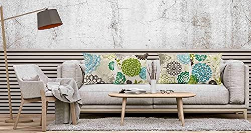 Linen Throw Pillow Covers Set of 4, 20 x 20 Inch, Floral