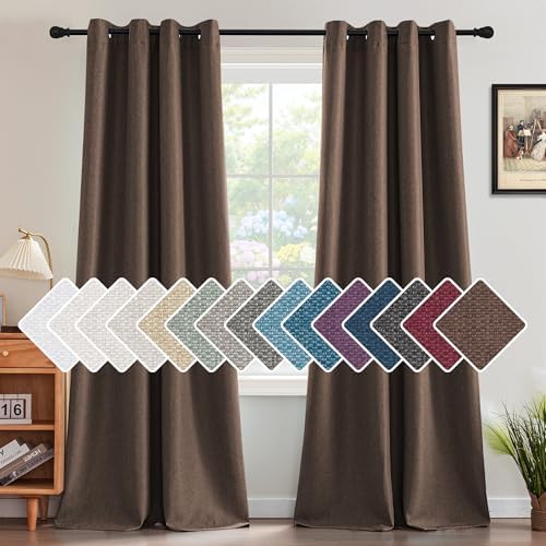 H.VERSAILTEX Linen Blackout Curtain 108 Inches Long for Bedroom/Living