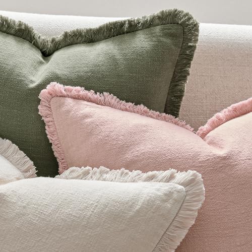 ANRODUO Euro Decorative Linen Pillow Covers 22×22 Light Olive Green