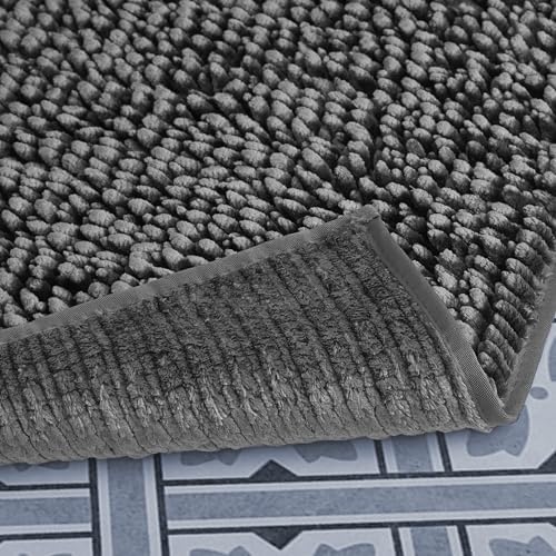 Laura Ashley Butter Chenille Bath Rug, Absorbent Shaggy Bathroom Mat