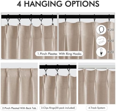 ANRODUO Birch White Pinch Pleated Linen Curtains 108 Inches Long 2