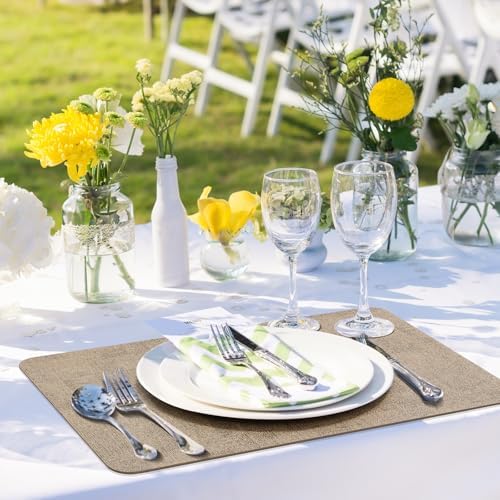 Aofmee Faux Leather Placemats Set of 6, Heat Resistant Place Mats