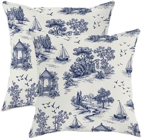 Sailboat Throw Pillow Covers Set of 2, Classic Rustic Tree Gazebo None