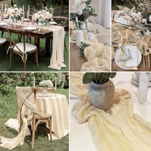 Cream Cheesecloth Table Runner 10FT Rustic Gauze Cheese Cloth Table