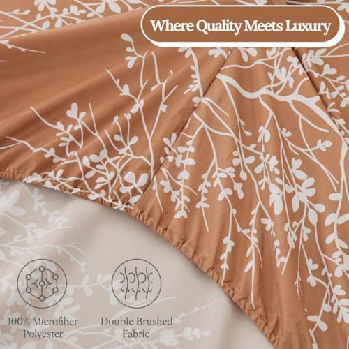 Home 4-Piece Luxury Elegant Bed Sheet Set - Twin, Taupe/White