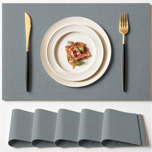 Placemats Set of 6 Linen Type Fabric Cloth Placemats, 18x12 Inch