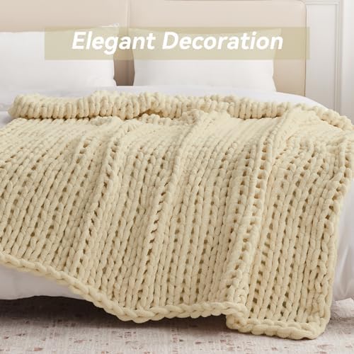 Negwoo Chunky Knit Throw Blanket, Knitted Throw Chenille Yarn, 50"*60"