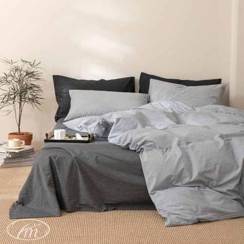 Striped Duvet Cover Set 100% Cotton,King(104"x90"),Grey Pinstripes