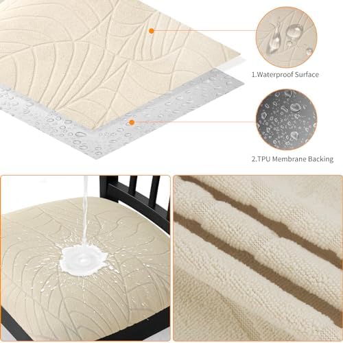 Fuloon Waterproof Chair Seat Covers 4 PCS, Stretch Cushion Covers
