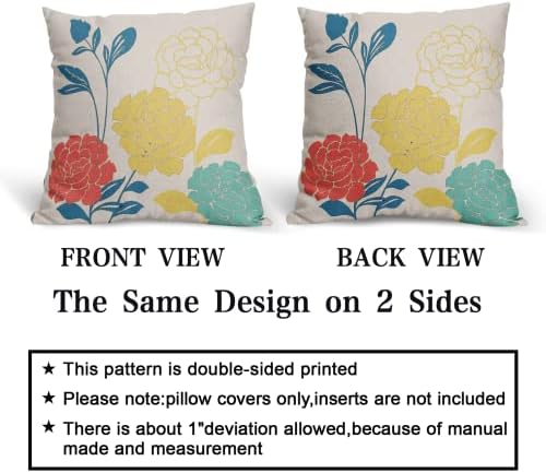 Kawani Flowers Outdoor Pillow Covers 18x18 Set of 2, Carmine Mustard