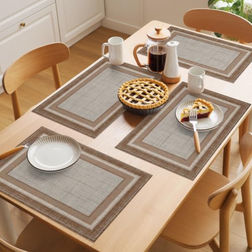 Concentric Frames Placemats Set of 12, 13''x19'' Washable Rectangular