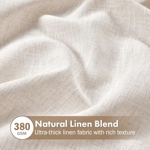 MIULEE Thick Linen Curtains, 42Wx108L, 2 Panels Nautral Light