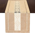 Grelucgo Home Country Farmhouse Rustic Beige Hemstitched Table Runner