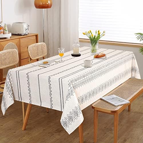MYSKY HOME Boho Rectangle Tablecloth 60x120 in, Grey Waterproof Table