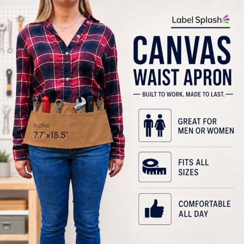 Canvas Waist Aprons with 2 Pockets, Utility Aprons for Woodworking