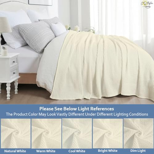 Cottington Lane Throw XL Size Waffle Weave Blanket, Soft Lightweight