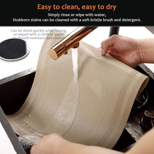 Khaki Vinyl Placemats Set of 6, Heat Resistant Table Placemats