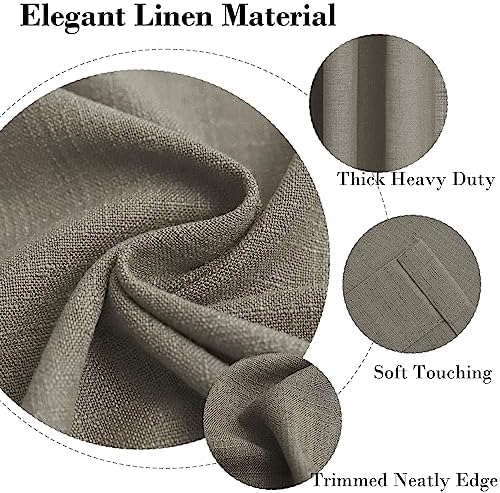 cololeaf Linen Curtains Natural 63 inches Long Neutral Drapes Rod