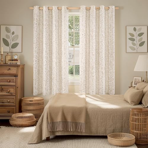 BGment Beige Linen Curtains for Living Room 63 Inch Length 2 Panels