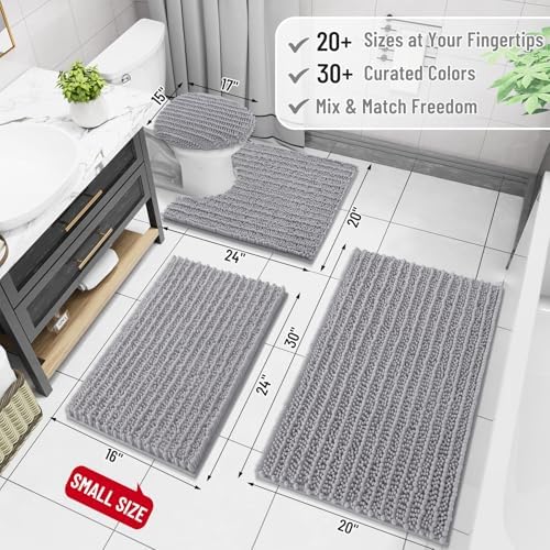 Arotive Luxury Chenille and Microfiber Bathroom Rugs Set, Bath Rug