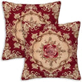Burgundy Rose Throw Pillow Covers 18x18 Set of 2, Baroque Floral