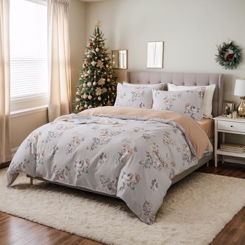 FADFAY 100% Brushed Cotton Queen Size Duvet Cover Set Vintage Luxury