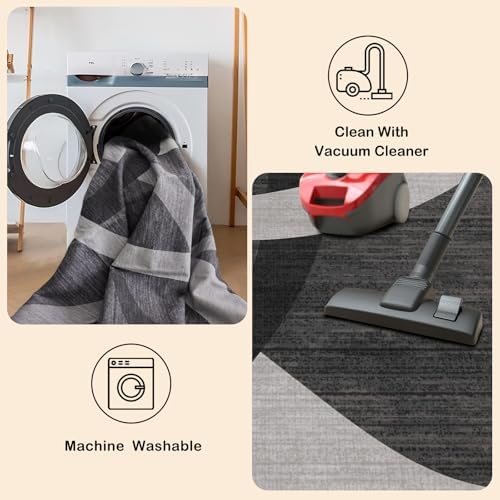 Grey Runner Rug 2x6 ft,Laundry Room Rug,Washable Bathroom Runner