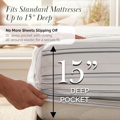 Coastal Striped Sheets Full Size 15 Inch Deep Pocket Soft Microfiber