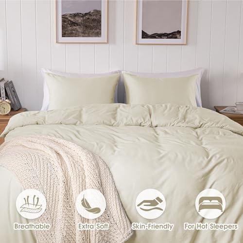 ROSE&RISY Linen Grey King Duvet Cover Set, 3 Pieces Soft Bedding Set