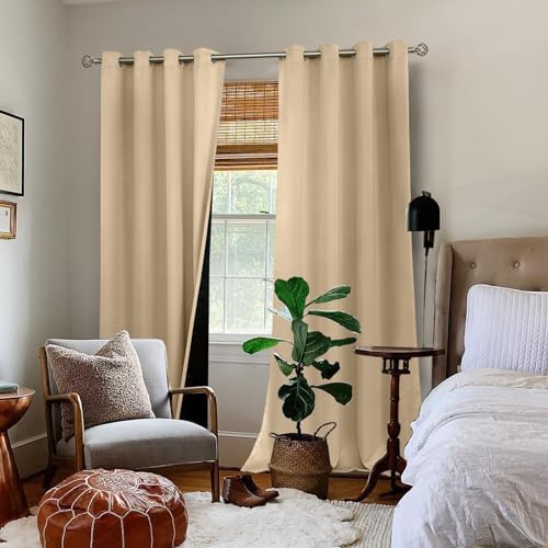 BGment Beige Blackout Curtains for Living Room 108 Inches Long 2