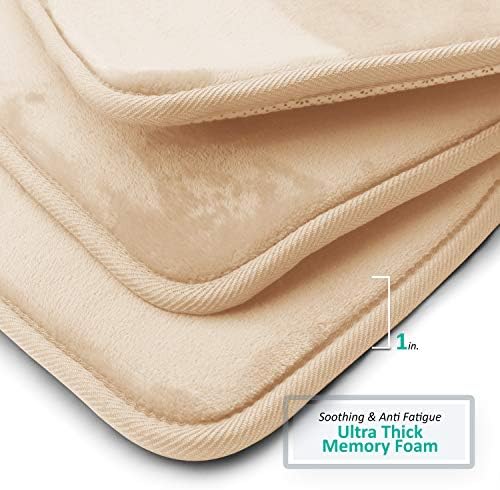 Clara Clark 3 Piece Bathroom Rugs Bath Mat Set, Velvet Memory Foam