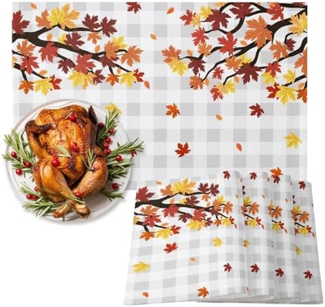 Maple Leaves Fall Placemats Set of 8, Cotton Linen Fabric Place Mats