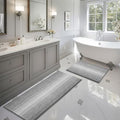 BSICPRO Bathroom Rugs Sets 2 Piece, Non Slip Striped Bath Mats, Gray