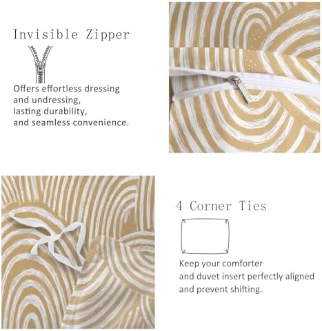 Minimalist Hand Drawn Line Bohemian Style Duvet Cover Reversible Beige