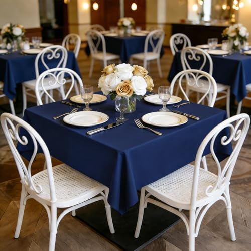 Wolkemer 2 Pack 60x60 Inch Square Tablecloth Washable Navy Table Cloth