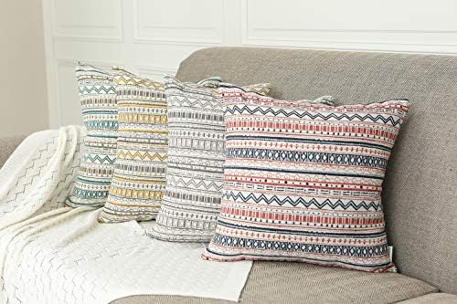 Mika Home Pack of 2 Throw Pillow Cases, Striped,22x22 Inches, Green