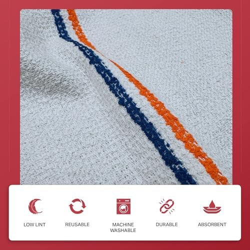 Angel-in-Armor White Striped Terry Rags (16" x 19") – 4lb Bulk Box of