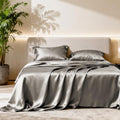 Love's cabin Satin King Sheets Set, 4 Pieces, Taupe Grey, 15" Deep