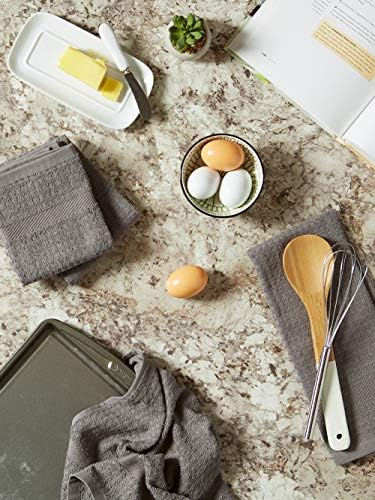 DII Basic Terry Collection Waffle Dishtowel Set, 15x26, Solid Gray