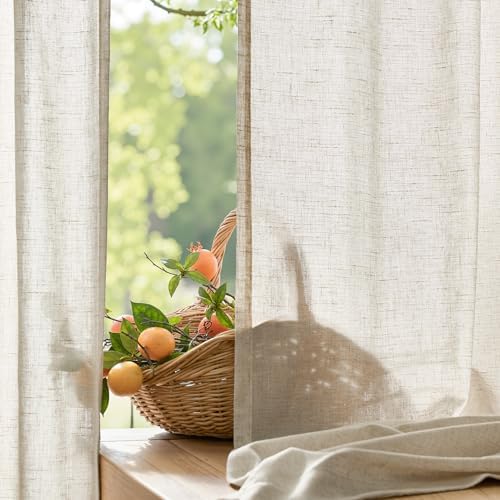 jinchan Linen Curtains Light Filtering Back Tab 50x96 Inch 2 Panels