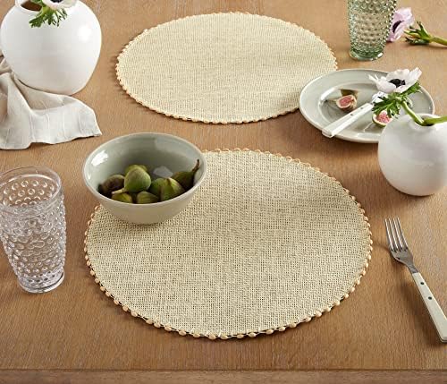 Martha Stewart Woven Water Resistant Lindos Placemat Set 6-Pack, 15"