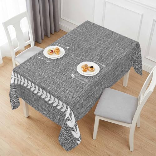 Country Gray Linen Texture Rectangle Tablecloth 60x120 Inches,White