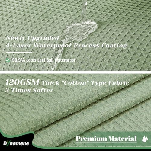 Dynamene Sage Green Fabric Shower Curtain, Waffle Weave Textured Cloth