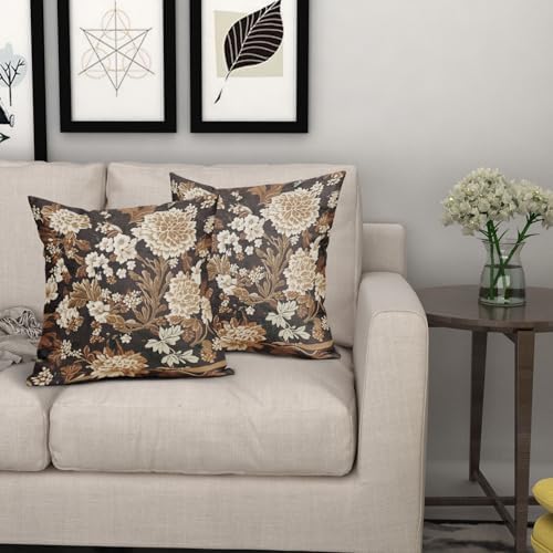 Vintage Floral Pillow Covers 22X22 Inch Set of 2 Boho White Flower