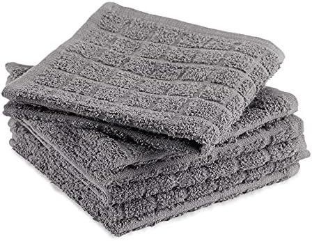 DII Basic Terry Collection Solid Windowpane Dishcloth Set, 12x12