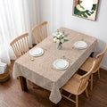 Beige Burlap Texture Table Cloth Waterproof Tablecloths, Farmhouse