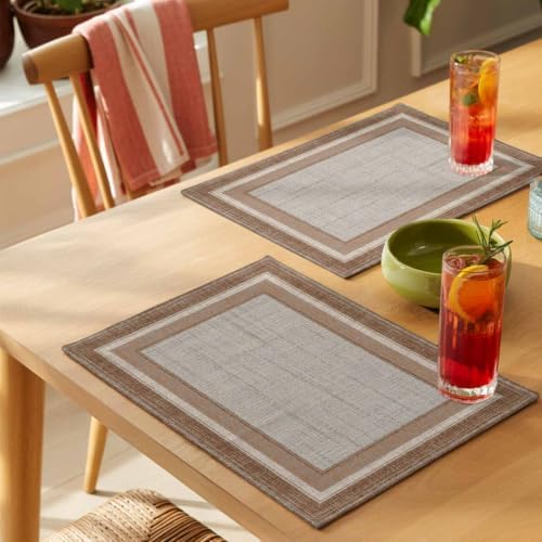 Concentric Frames Placemats Set of 12, 13''x19'' Washable Rectangular