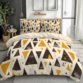 Beige Duvet Cover King Size Modern Geometric Yellow Reversible