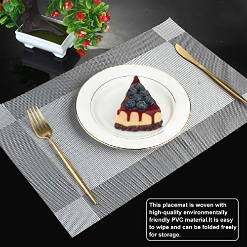 DACHUI Placemats Set of 6, Linen Look Woven Place Mats (Silver Grey)